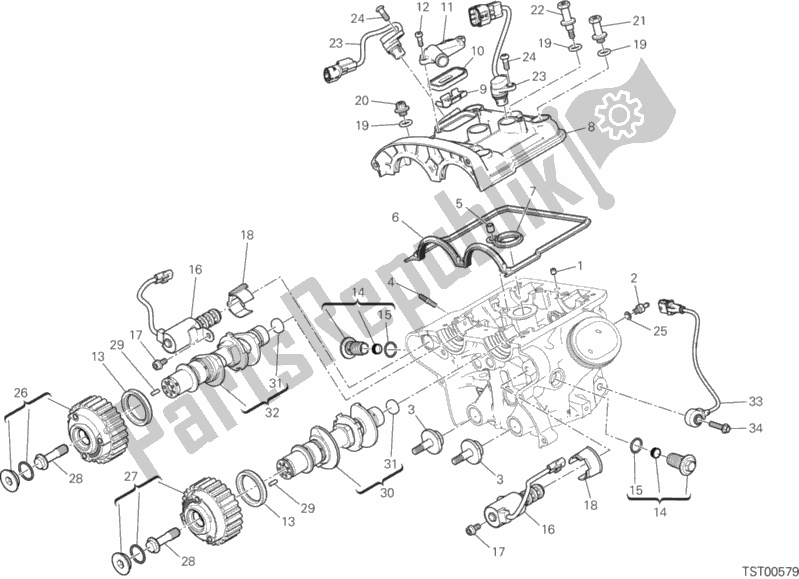 All parts for the Vertical Cylinder Head - Timing of the Ducati Multistrada 1200 ABS Sport Pack Brasil 2017